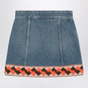 Valentino Denim mini skirt with jacquard trim