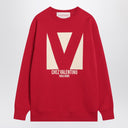 Chez Valentino 프린트가 있는 빨간색 스웨트셔츠
