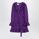 Vestido mini Valentino roxo de lã e seda
