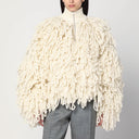 Chaqueta bomber blanca de lana con flecos de Stella McCartney