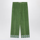 Valentino Green velvet trousers with jacquard hem