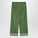 Calças de veludo verde Valentino com barra jacquard