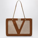 Valentino Garavani Large Viva Superstar Bag in Natural/Spice Canvas