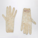 Valentino Garavani Vlogo Signature butter-coloured lace gloves