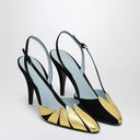 Valentino Garavani Slingback alto Foliefoliage preto e dourado