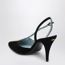 Valentino Garavani Slingback alto Foliefoliage preto e dourado