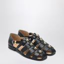 Sandalias de pescador de cuero negro con tachuelas Valentino Garavani