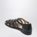 Sandálias fisherman de couro preto Valentino Garavani com tachas