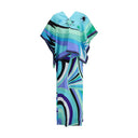 Iride print long Dress with cape