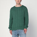 Polo Ralph Lauren grüner Baumwollpullover mit Zopfmuster