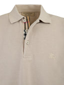 Pale Stone Cotton Collared Polo Shirt Burberry