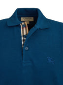 Camisa Polo de Algodão com Gola na Cor Azul Petróleo Profundo