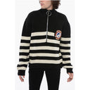 Awning Striped Mock Neck Sweater with Emblem Patch