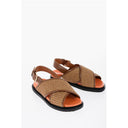 Leather and Raffia Sandals with Buckle Closure