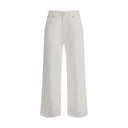 White Cotton Straight-Leg Jeans