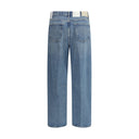 Jeans de algodão azul claro denim