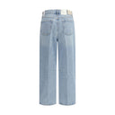 Calça Jeans Reta de Algodão Azul Claro