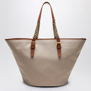 Saint Laurent Desert-coloured shoulder bag in canvas and leather