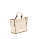 Beige Baumwoll-Schultertasche