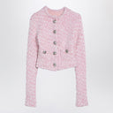Balenciaga Pink cotton blend tweed cropped cardigan
