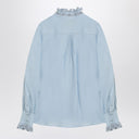 Рубашка Valentino из светло-голубого льна с оборками