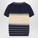 Blue ribbed top with Chez Valentino embroidery