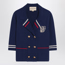 ヴァレンティノ ブルー ダブルブレスト ウール カーディガン