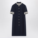 Valentino Indigo blue dress with macramé trim
