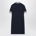 Valentino Indigo blaues Kleid mit Makramee-Besatz