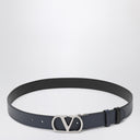 Cintura Valentino Garavani Reversibile con firma Vlogo Nera/Marina