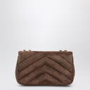 Bolsa Small LouLou da Saint Laurent em camurça matelassê marrom