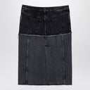 Gonna in denim bicolore nera Alexander McQueen