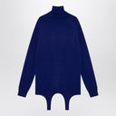 Saint Laurent elektrisches Blau Rollkragenpullover mit Strumpfhalter