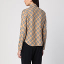 Camisa bege Burberry com botões e padrão xadrez
