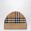 Gorro Burberry cor areia com padrão xadrez