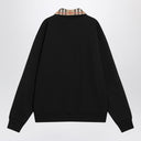 Felpa Burberry nera con mezza cerniera in cotone