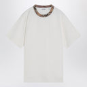 Burberry White cotton T-shirt with Check finishes