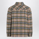 Giacca camicia in lana beige a quadri Burberry