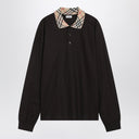 قميص بولو بني من بربري بياقة مربعة