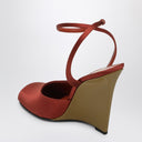 Saint Laurent Zeppe La Scandale in satin rust color