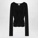 Saint Laurent Black ruffled blouse in silk