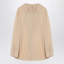 Blusa beige con volantes de seda Saint Laurent