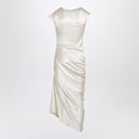 Abito drappeggiato asimmetrico avorio Alexander McQueen