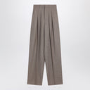 Pantalones anchos de lana beige topo Saint Laurent