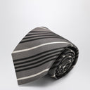 Corbata de seda gris con rayas de Saint Laurent