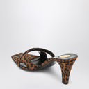Mule Jill Saint Laurent in gros-grain stampa leopardo