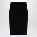 Saint Laurent Green velvet wrap midi skirt