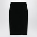 Falda midi cruzada de terciopelo verde Saint Laurent