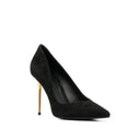 Black Leather High Heel Pumps