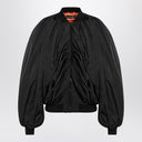 Balenciaga Draped black bomber jacket in technical micro-faille
